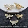 Anel de Contas Espaçadoras Borboleta de Zircônia Banhado a Ouro 18K Cobre Conserva Cor Acessórios para Pulseira de Cristal DIY Colar
