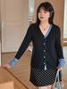 Moda para Mujer Tallas Grandes Diseño Color Block Top con Cuello en V Estilo Otoño 2026 Cárdigan de Punto Suelto Casual para Mujer 22836