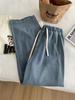 Pantalones Machete de Mezclilla Lyocell Tencel para Mujer Verano Delgados Holgados Cintura Alta Adelgazantes Combinan con Todo Dopping Pantalones Rectos