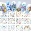 Adesivos de Unhas Artísticas Novos Transfronteiriços: Criaturas Marinhas de Verão, Estrelas-do-Mar, Conchas, Águas-vivas, Golfinhos, Adesivos para Unhas com Marca d'água Cartoon