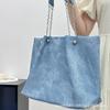 Bolsa de Estudante Azul Islandês para Sala de Aula Bolsa Tote de Grande Capacidade Feminina Verão Nova Bolsa de Ombro com Corrente de Alto Padrão