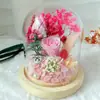 Kit de Materiales DIY Flor Eterna Adornos Hechos a Mano Cubierta de Vidrio Caja Decorativa de Flores Materiales para Arreglos Florales Día de la Madre Actividades de Team Building