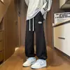 Calça Jogger Masculina de Outono Cor Sólida Versátil Solta Confortável para Adolescentes Casual Clássica de Nove Pontos Calça Esportiva