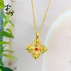 Popular Color de Larga Duración Oro Arena Antiguo Esmalte Cruz Diamante Mortero Colgante Nuevo Estilo Chino para Mujer Cadena para Clavícula de Verano