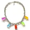 Tendencia Europea y Americana Simple Lindo Dulce Collar de Oso Dibujos Animados Infantil Color Caramelo Oso Borla Cadena para Clavícula