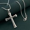 Collar con colgante de cruz de 46 cm y hueso de serpiente chapado en plata 925 de AliExpress, joyería europea y americana, disponible en stock.