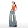 Jeans de Pierna Ancha Ligeros de Verano 2026, Tendencia, Azul Claro, Estilo Americano High Street, Diseño Holgado Adelgazante, con Caída, para Mujer
