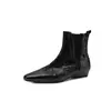 Botines Chelsea de cuero de grano superior para mujer, nueva colección otoño/invierno, puntera cuadrada, acabado desgastado, tacón plano, botines ajustados al tobillo