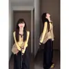 Suéter de Punto Amarillo con Diseño Floral Inspirado en la Primavera para Mujer, Estilo Commuter Otoño 2026, Top Elegante Casual Ajustado