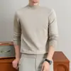 Estilo Old Money Gola Meia-Alta Manga Longa Tricô Camada Base Masculina Suéter com Lã Gola Redonda Simples Roupa de Baixo Pulôver Roupa Masculina