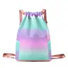 Mochila con Cordón Estampada para Mujer, Gran Capacidad Plegable de Almacenamiento, Bolsa Deportiva para Gimnasio, Mochila de Viaje con Cordón, Plegable