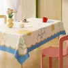 Mantel Estilo Crema, Impermeable al Aceite, Impermeable, Resistente al Calor, Lavable, Nuevo Mantel Floral de Dibujos Animados para Sala de Estar, Uso en el Hogar, Cubierta para Mesa de Café