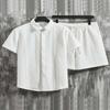 Comércio Exterior Transfronteiriço Novo Conjunto Casual Masculino Moda Marca Tendência Solto Tamanho Grande Camisa de Manga Curta Shorts Conjunto de Duas Peças para Homens
