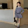 Vestido a Cuadros de Manga Larga Estilo Coreano con Cintura Ajustada para Mujer, Nuevo Vestido Camisa a Cuadros Ajustado con Doble Cuello, Primavera y Otoño 2026