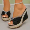 Sandalias de cuña de talla grande para mujer, moda exterior con pedrería, nuevo estilo de verano 2026, comercio exterior transfronterizo, moda europea y americana