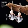 Pendientes transfronterizos de acero de titanio y cristal natural, pendientes de ágata aguamarina, ganchos para orejas de perla de agua dulce, venta al por mayor de pendientes de cristal