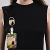 Nuevo Set de Insignias Estilo Ilustración de Gato con Hebilla de Fácil Extracción Portatarjeta de Identificación con Insignia Correa para el Cuello Juego de Tres Piezas