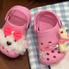 Crocs Infantis Fivela de Sapato Flor Desenho Animado Fofo Sorvete Batata Frita Comida Brinquedo Cabedal Tridimensional Decoração Removível