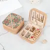 Caja de Joyería Impresa con Patrón de Corteza Transfronteriza, Caja de Almacenamiento Portátil para Viajes para Anillos, Pendientes y Aretes, Organizador de Joyería de Alta Gama para Mujeres