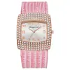 Reloj de Mujer Cuadrado con Correa de Cuero con Patrón de Serpiente Transfronterizo Incrustado de Diamantes Reloj de Cuarzo Totalmente Incrustado de Diamantes Fabricante de Relojes para Mujer Venta al por Mayor