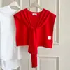 Echarpe Elegante de Cor Sólida para Mulheres, Aquecedor de Pescoço Quente, Versão Simples com Fenda nas Costas, Pequeno Xale Versátil para Outono e Inverno