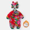 Roupas de bebê Macacão de algodão forrado com lã Escalada Wear Nordeste Big Flower Bebê Roupas masculinas e femininas 3965 Roupas de inverno para ano novo