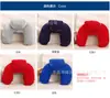 Suministro Directo de Fábrica Azul Inflable en Forma de U PVC Flocado Almohada Inflable Inflable Almohada para Cuello para Descanso del Almuerzo