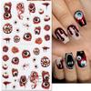 Nuevas pegatinas de uñas de Halloween transfronterizas, relieve tridimensional, ojo oscuro, araña, gota de sangre, pegatinas de uñas con pegamento trasero