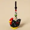Pingente de chaveiro de carro de galinha em madeira maciça esculpido à mão, decoração de bolsa unissex, ornamento decorativo, presente de aniversário