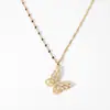 Nuevo Collar de Oro Real Chapado en Cobre y Zirconio Estilo Coreano para Mujer, Collar de Cristal Mariposa Todo Fósforo, Cadena para Clavícula 2024