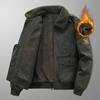 Chaqueta de invierno para hombre, forrada con vellón grueso, estilo aviador de lana de cordero suelta, estilo papá.
