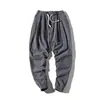 Verão 2026 Novo Estilo Japonês Masculino Estilo Chinês Harem Cor Sólida Slim Fit Calças Casuais Tamanho Grande Soltas Algodão-Linho Calças Cropped