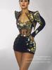 Traje Sexy Negro Brillante de Lentejuelas Europeo y Americano con Abertura Falda de Tres Piezas Cantante Actuación Comercial Atuendo de Escenario Bar Disco