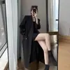 Novo Trench Coat Longo Primavera e Outono, Blazer Casual de Comprimento Médio, Jaqueta Slim-Fit Estilo Britânico para Mulheres