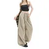 Pantalones tipo linterna de cintura alta con cordón para mujer, estilo europeo y americano, corte holgado, adelgazantes, pierna ancha, pantalones largos casuales, pantalones de trabajo tipo paracaídas