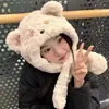 Chapéu gorro de urso de pelúcia moderno, pelo sintético de coelho, proteção quente para as orelhas, touca, versátil para passeios ao ar livre, estilo cartoon