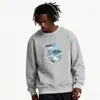 Moletom de Algodão Pesado para Casais, Corte Amplo, Gola Redonda, Pulôver sem Capuz, Versátil, Quente, Blusa Estampada para Outono e Inverno