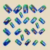 Sinfonía de Colores Estilo Ópalo Uñas Portátiles Azul-Verde Efecto Diamante Uñas Postizas Moda Europea y Americana Arte de Uñas Removibles Uñas Portátiles