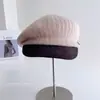 Gorro de Punto de Moda Estilo Británico para Mujer Otoño Invierno Retro Elegante Gorra de Periodista Versátil que Afina el Rostro Gorra de Pico de Pato Moderna
