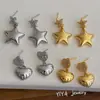 Aretes de Corazón Chapados en Oro Real de 18K con Circonitas Micro-Pavimentadas para Mujer, Joyería de Oreja Versátil y Exquisita de Estrella de Moda y Gama Alta