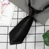Corbata de color liso versátil uniforme profesional para hombre y mujer estilo coreano corbata de lazo de uniforme escolar doble capa corta para actuación en grupo cuello