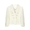 Chaqueta de tweed de doble botonadura metálica elegante de alta gama para otoño e invierno, blazer de moda 25111