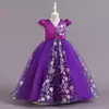 Vestido Longo Vermelho Infantil para Comércio Exterior, Tule Bordado Patchwork Saia Bufante, Vestido de Princesa para Meninas, Roupa para Apresentação de Piano