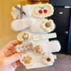 Otoño e invierno leche Pasador de felpa de oso pardo para niños pasador tejido ins dulce niña clip para flequillo lateral pasador para cabello suelto