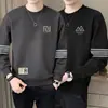 Moletom masculino casual, novo modelo de outono, preto, branco, cinza, corte solto, gola redonda, pulôver, manga longa, top esportivo, jaqueta versátil