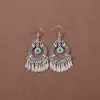 Novos Brincos de Tendência Nacional Estilo Chinês Estilo Antigo para Mulheres, Brincos Longos com Franja de Prata Xizang Estilo Palácio Retro, Joias para Orelha Estilo Étnico