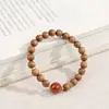 Pulsera Artística de Sandalia Laoshan de 8 mm, Estilo Múltiple de Círculo Único con Accesorios Rojos del Sur, Pieza de Mano Artística de Sandalia Estilo Vintage para Hombres y Mujeres