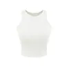 Camiseta Deportiva de Yoga Pure Desire Hot Girl de Cuello Redondo sin Mangas con Almohadillas en el Pecho, Estilo Corto, Versátil para Verano, Ajuste Delgado, Camiseta Base para Mujer