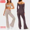 Ropa de Yoga Transfronteriza de Manga Larga con Diseño de Cuello en U Amplio, Top Sexy de Manga Larga Espalda Descubierta, Sujetador Deportivo para Correr, Fitness para Mujeres