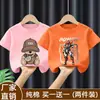 Verão Bebê Manga Curta Verão Fino Estampa de Desenho Animado Moda Roupas Camiseta de Manga Curta Meninos Bebê Algodão Puro Top